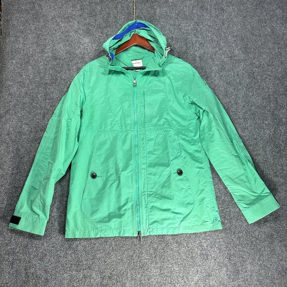 Club Monaco Jacket Womens  Medium Green Zip Up Hooded Pockets Windbreaker Rain - Picture 1 of 9